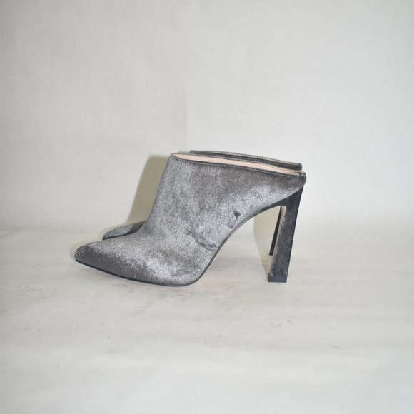 $550 STUART WEITZMAN CAMILA VELVET SLIDE MULE POINTY TOE HEEL GRAY 6 (D5) - Picture 6 of 8